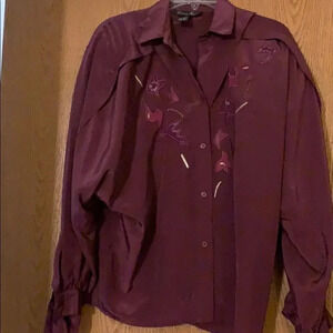Vintage Richard Martin Leather Patched Blouse With Shoulder Pads